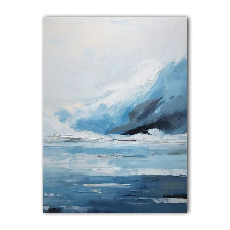 Blue Ice Winter Mountain Canvas Wall Art | Nordic Landscape Print Canvas Wall Art Peaceful Pleasures Health and Wellness 05 15x20cm No Frame China Mainland