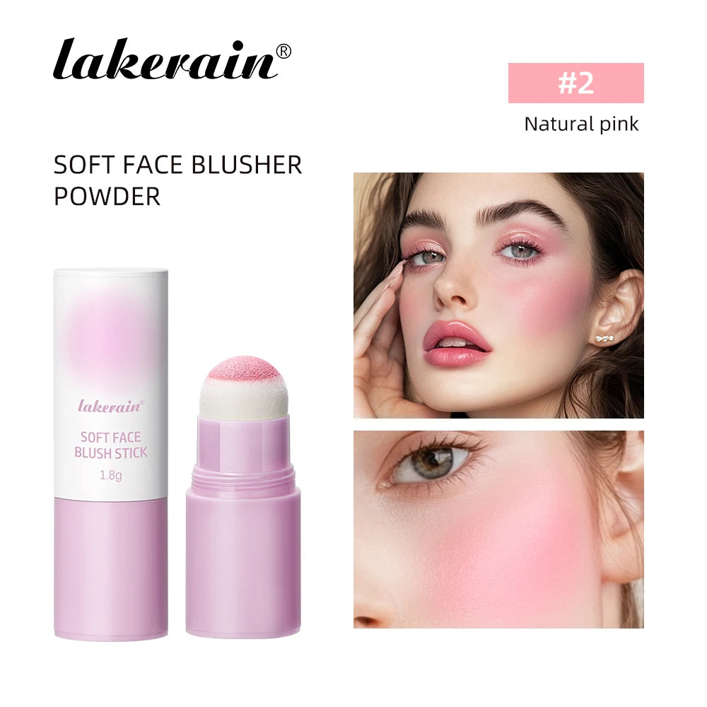 Lakerain Soft Face Blush Stick Girl Korean Style Brightening Dual-Use For Lip And Cheek Waterproof Cheek Blush Sponge Brush Head Peaceful Pleasures Health and Wellness Natural pink