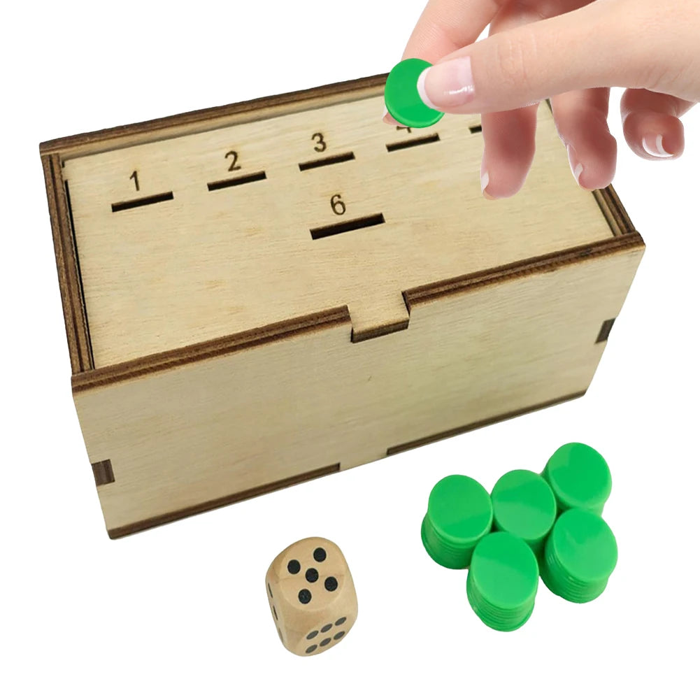 Penny Dice Game with Wooden Box | Family Board Game Night