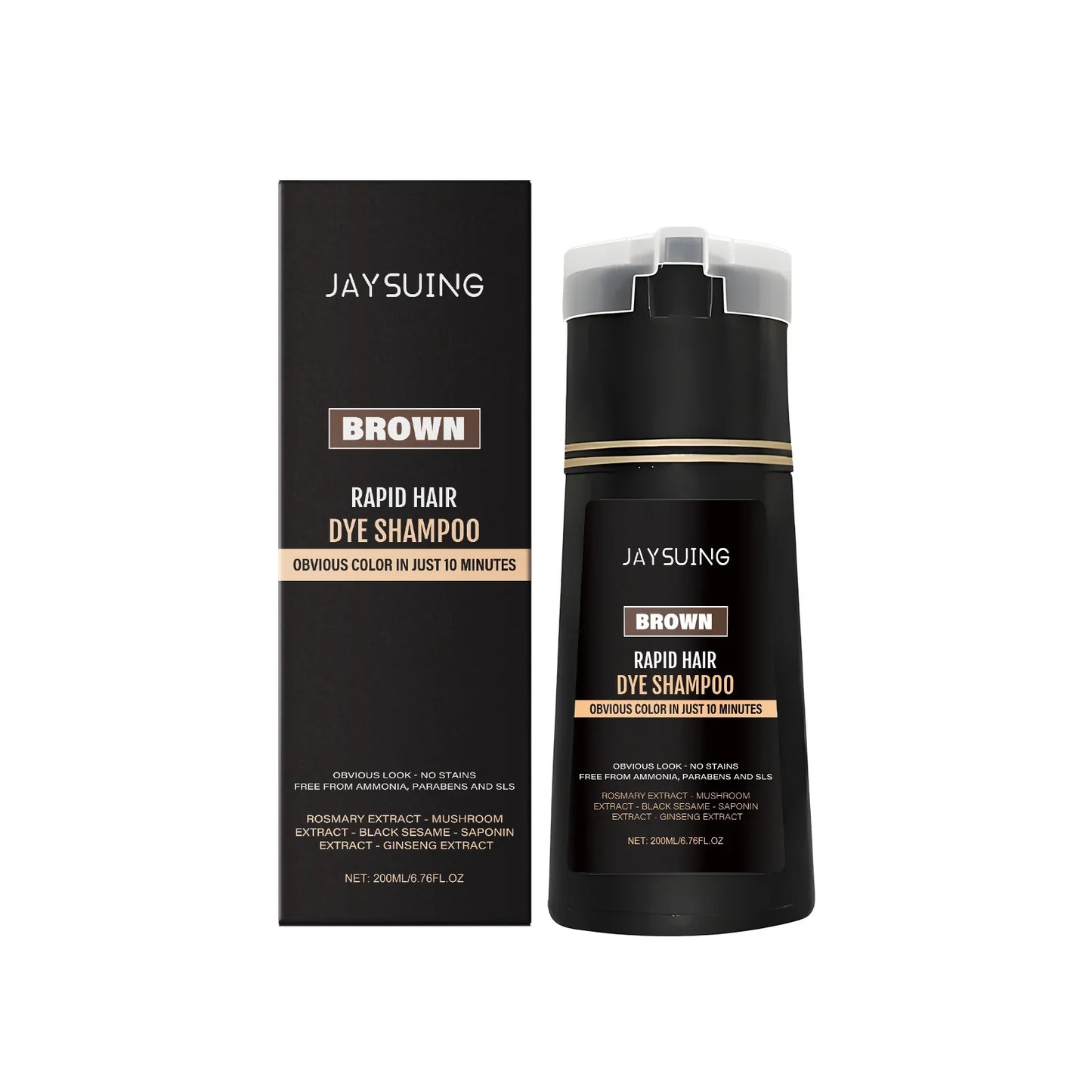 Jaysuing 3-in-1 Men's Hair Dye Shampoo – Gray Hair Coverage Hair Dye Shampoo Oasis Select Brown 200ml