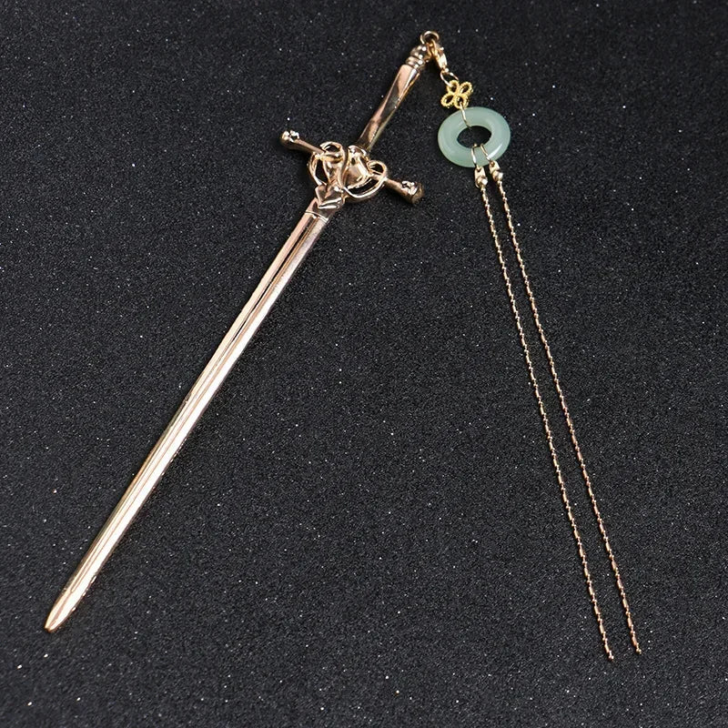 Vintage Sword Hair Stick – Metal Hairpin for Women