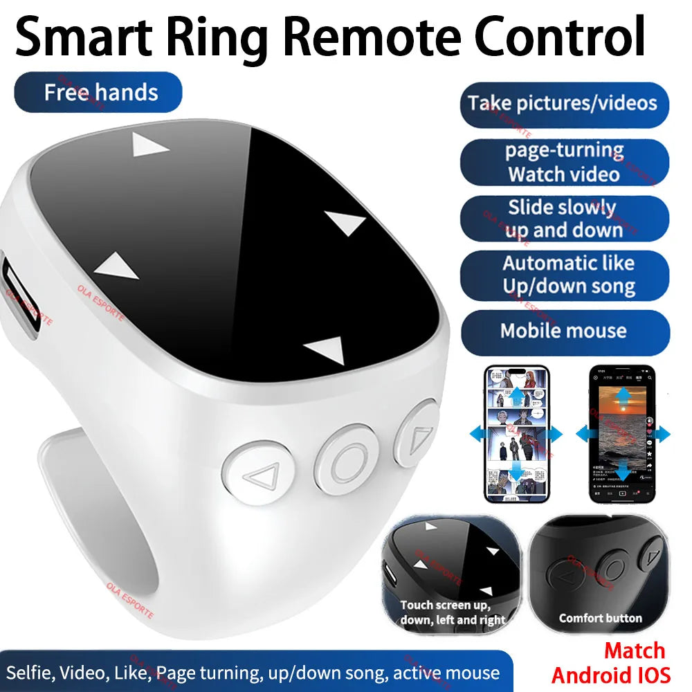 Bluetooth Finger Ring Remote – Page Turner, Selfie & Media