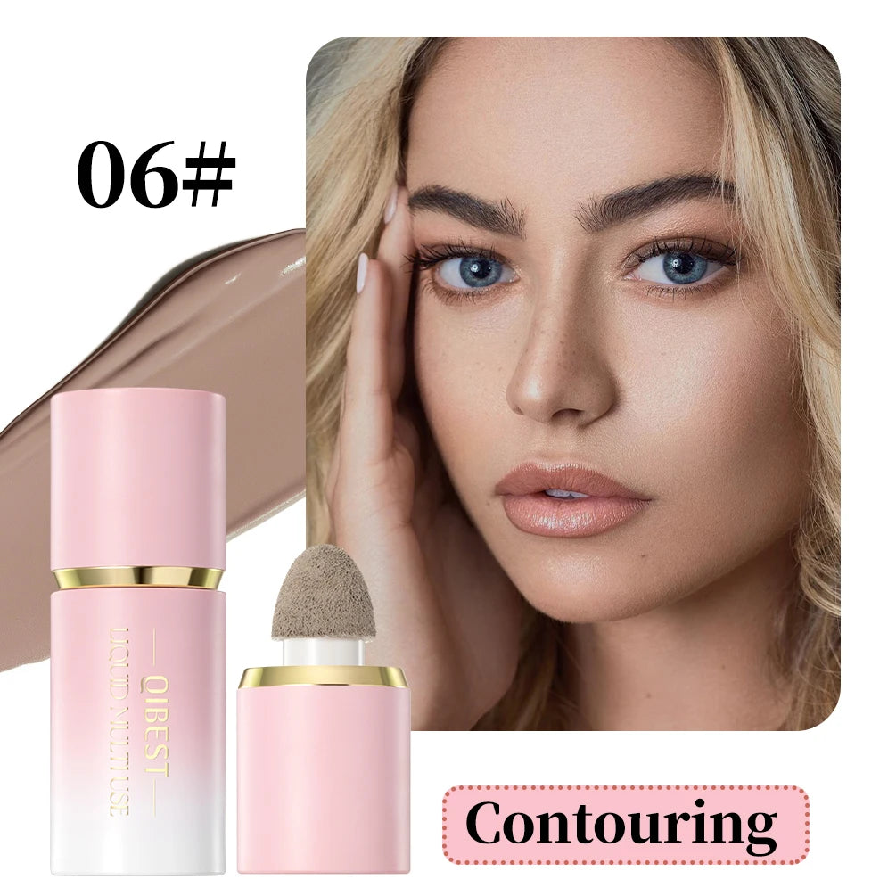QIBEST Liquid Blush Natural Cream Cheek Eye Tint Blush Multi-use Makeup Stick Liquid Contouring Highlighter Brighten Cosmetics Peaceful Pleasures Health and Wellness 06