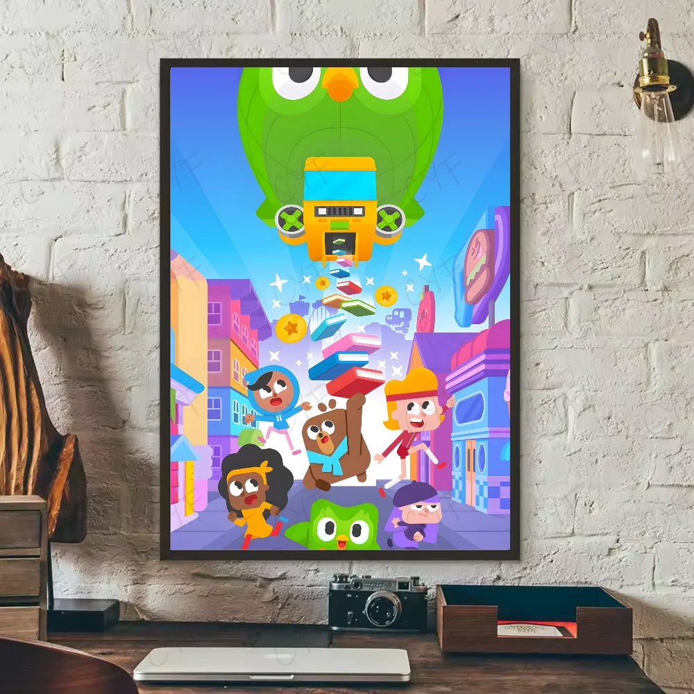 Duolingo Owl Duo 2 Poster HD art sticky wall waterproof home living room bedroom bar aesthetic decoration Peaceful Pleasures Health and Wellness z10 40X50cmNoframe