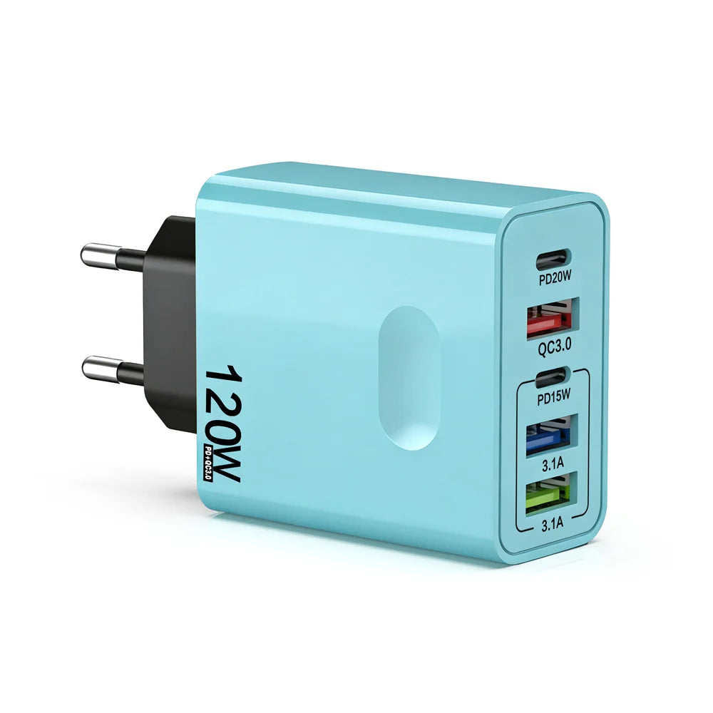 120W 5-in-1 USB-C Desktop Fast Charger QC3.0 | Multi-Port