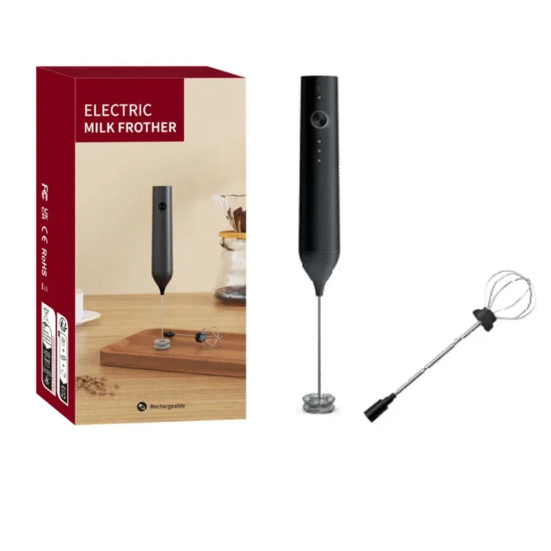 Electric Handheld Milk Frother – 3-Speed Rechargeable Foam Maker