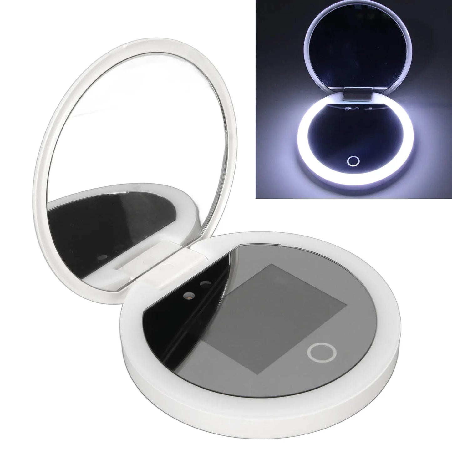 Travel Makeup Mirror UV Sunscreen Testing Camera Light 2X