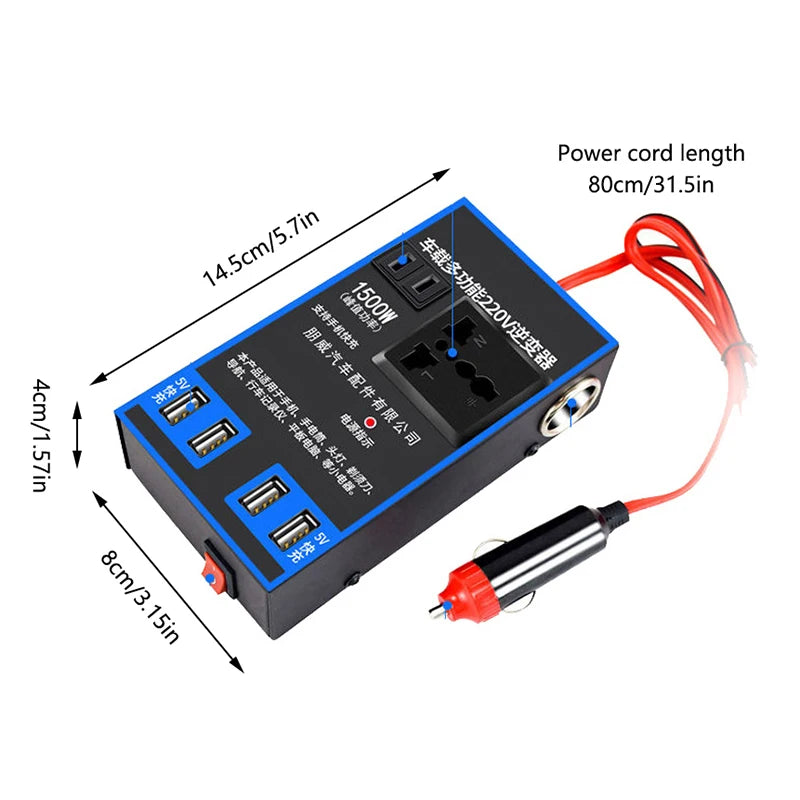 New Car Inverter Car Power Inverter 2000W DC 12V/24V To DC 110V/220V Converter Trip 4 USB Overload Protection Peaceful Pleasures Health and Wellness A1