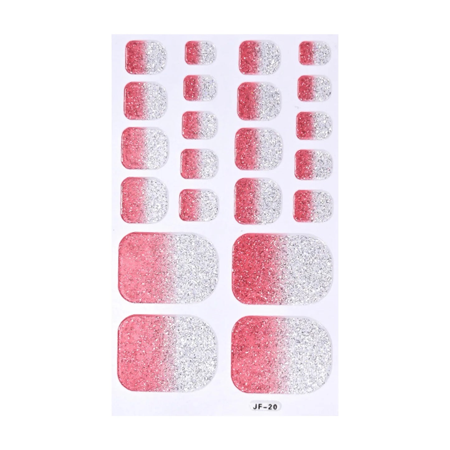 Gradient Glitter Toe Nail Stickers – Full Cover DIY Nail Art