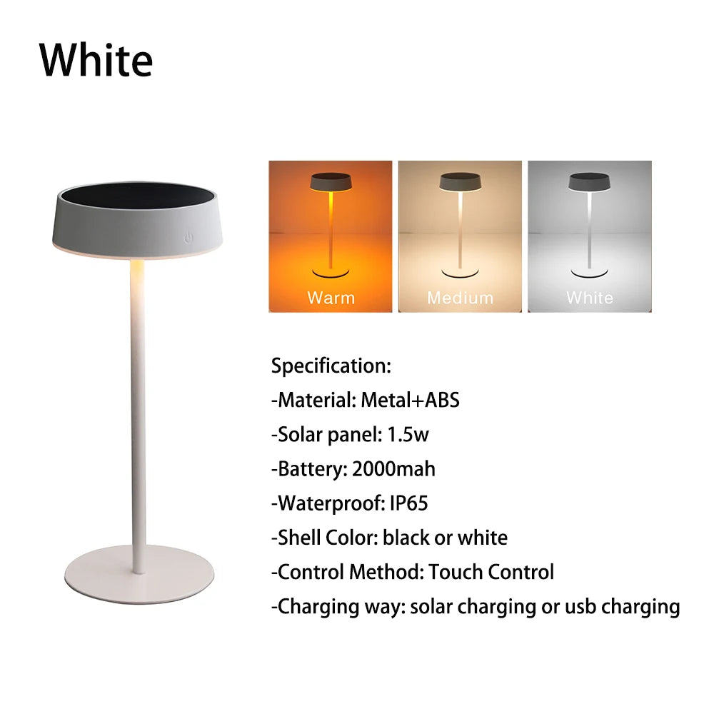 3 Color Temperature Desk Lamp Solar Light Table Lamp For Bedroom Camping Two Charging Way Waterproof Night Lights For Home Peaceful Pleasures Health and Wellness White 0-5W