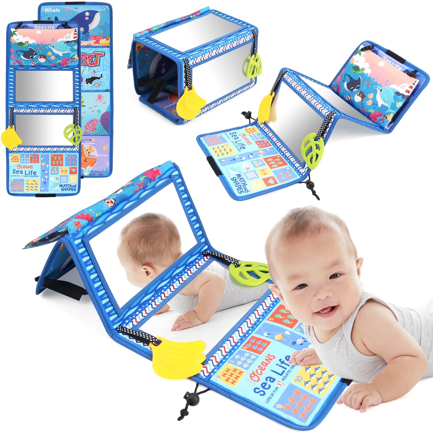 Black White Baby Floor Mirror Tummy Time Sensory Toys 6-24 Months