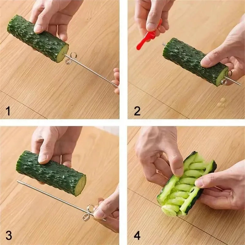 Stainless Steel Vegetable Spiral Knife Potato Carrot Cucumber Cutting