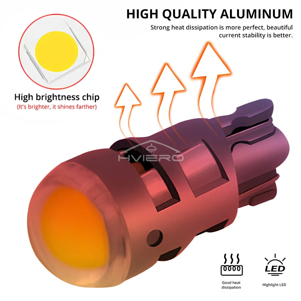 50-Pack T10 W5W COB LED Bulbs 12V – Interior & License Plate