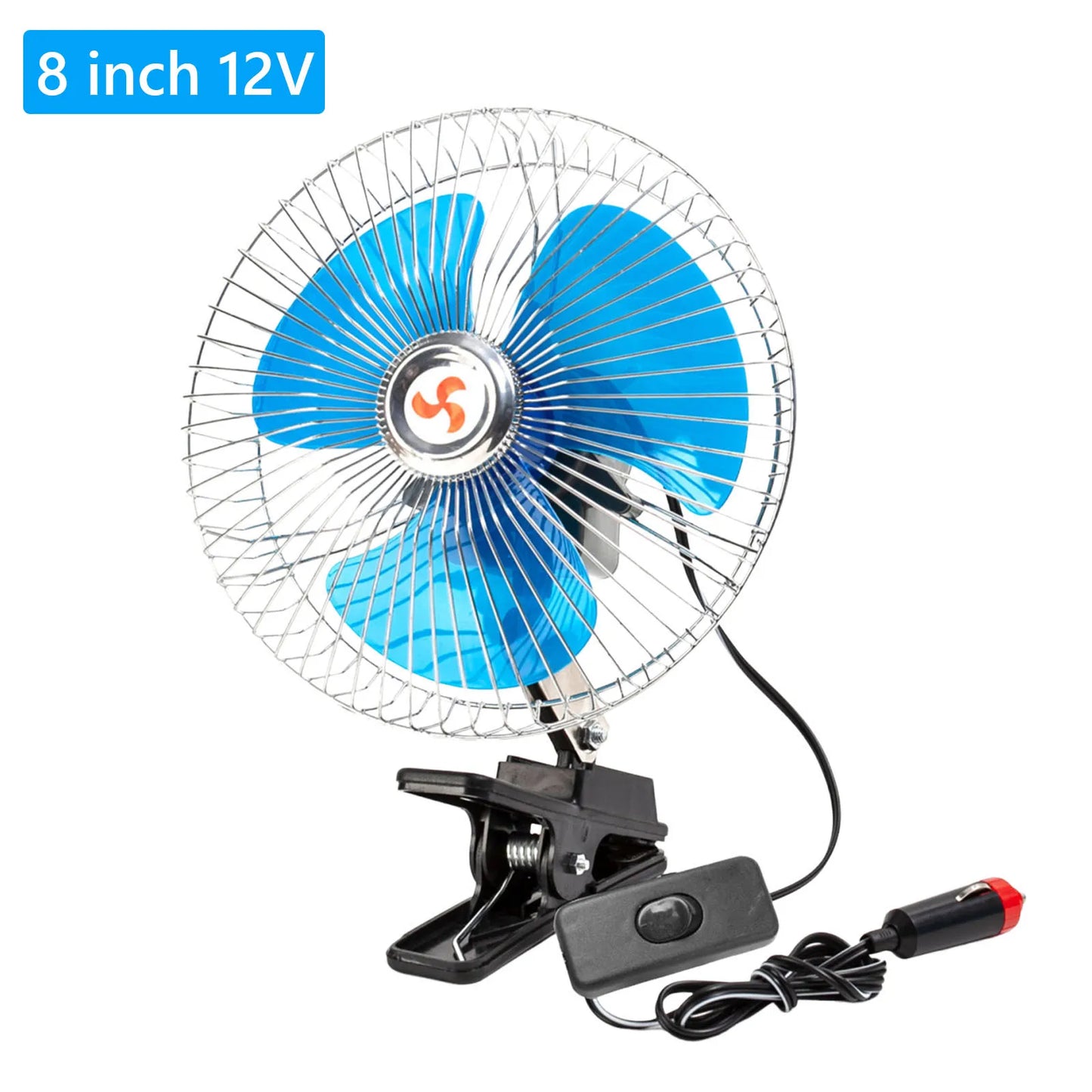 DC Desk Fan Auto Oscillating Head Portable Oscillating Fans 2-Speed Heavy Duty Cars Fans Clip-On for RV Truck SUV and Vehicles Peaceful Pleasures Health and Wellness 8 inch 12V