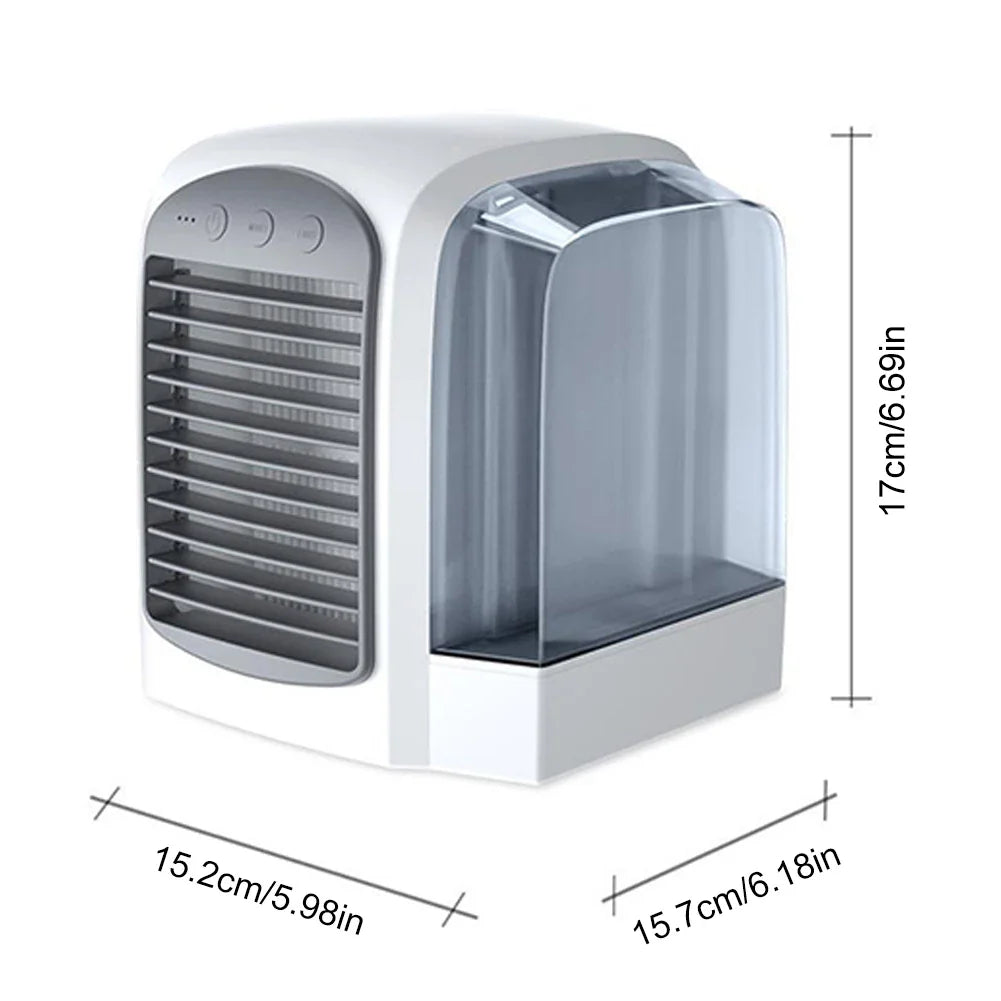 Portable Mini Air Cooler & Humidifier – 380ml USB Desk Fan