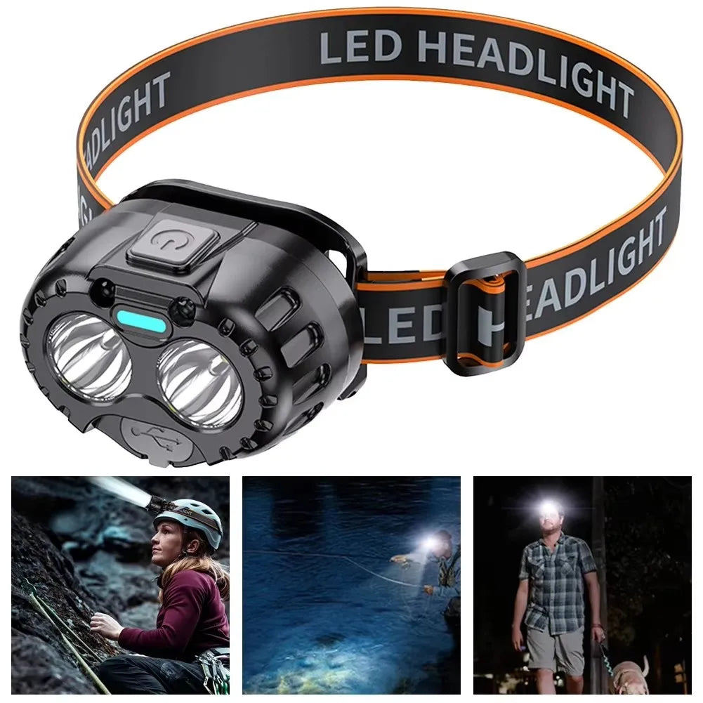 Motion Sensor LED Headlamp – USB Rechargeable, 250LM IPX4