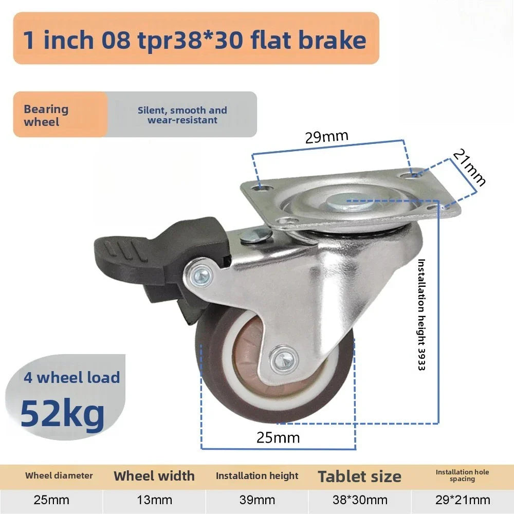 4-Pack Swivel Caster Wheels with Brake – Heavy Duty, 1"–2"