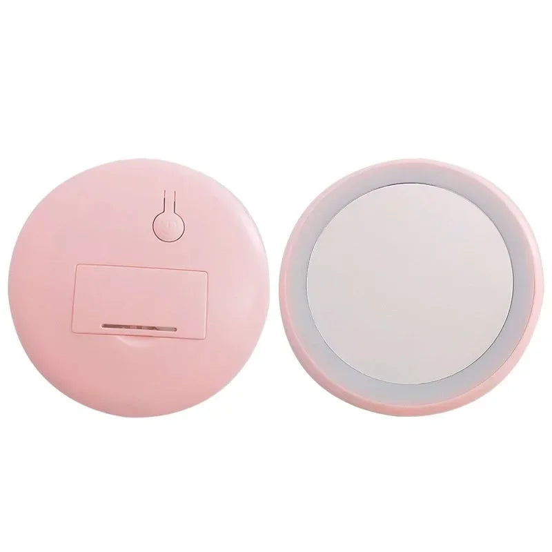 Portable Mini LED Makeup Mirror | 12 LEDs, Rechargeable, HD