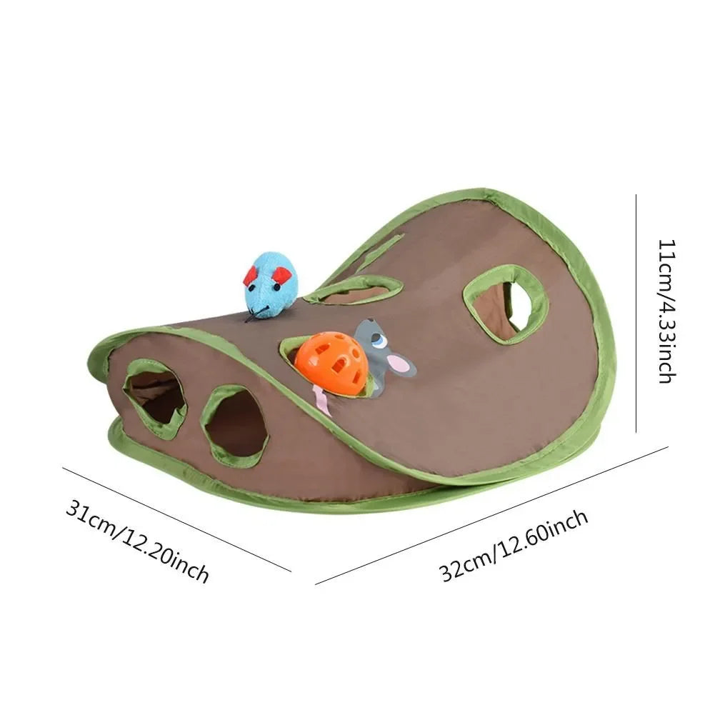 Interactive 9-Hole Cat Tunnel Hide & Seek Mouse Hunt Toy Interactive Cat Toy Peaceful Pleasures Health and Wellness