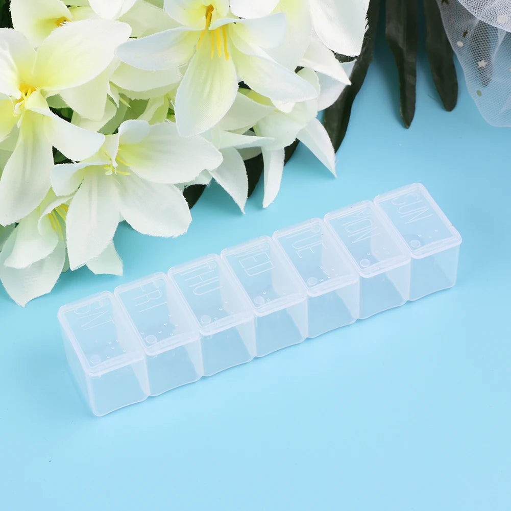 7-Day Weekly Pill Organizer Box – Clear Transparent Tablet & Supplement Container Pill Organizer Peaceful Pleasures Health and Wellness