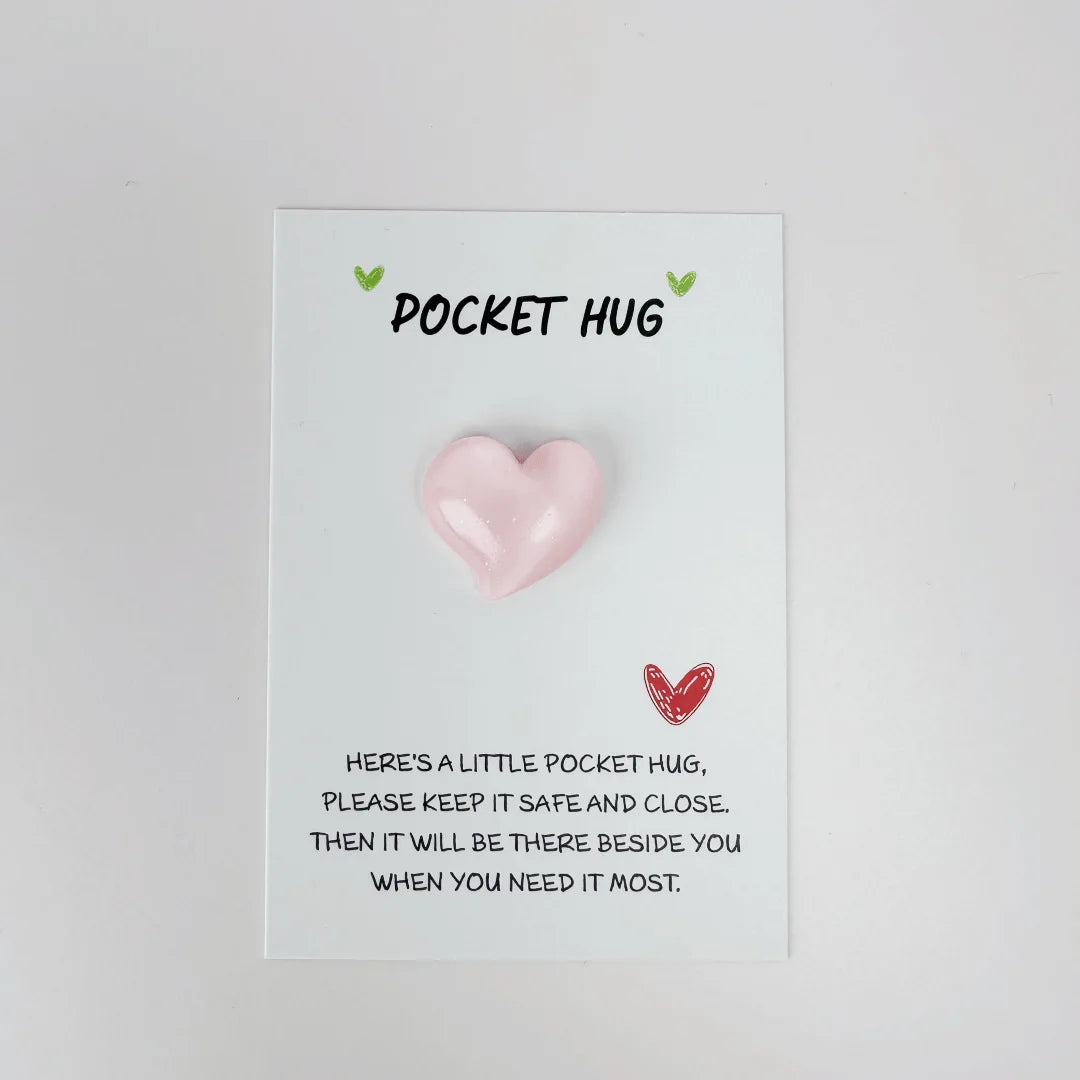 Love Card Christmas Gift Pocket Hug Embrace Love Pocket Cute Little Heart Pocket Hug Decorated Pocket Hug Encouragement Card New Peaceful Pleasures Health and Wellness Pink