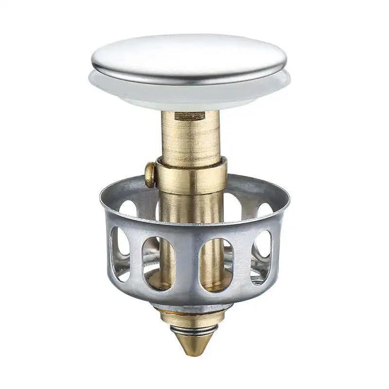 Pop-Up Brass Sink Drain Stopper with Hair Catcher | Universal Fit