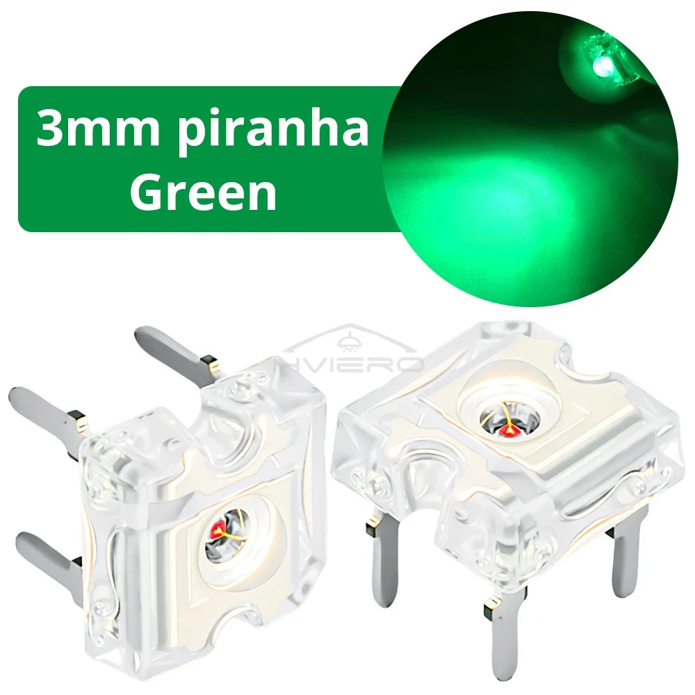 3mm Piranha Super Flux LED Diodes 100–1000pcs | Multi-Color