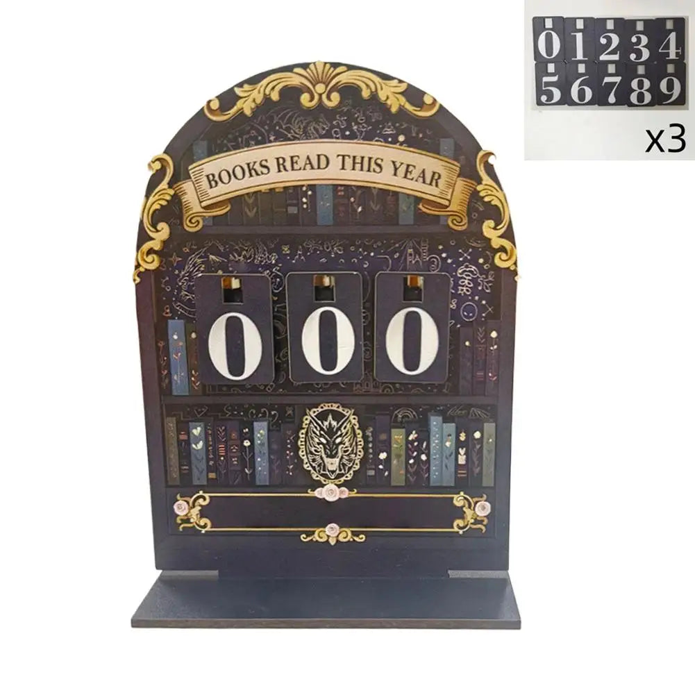 Retro Wooden Reading Tracker Counter – Up to 999 Books