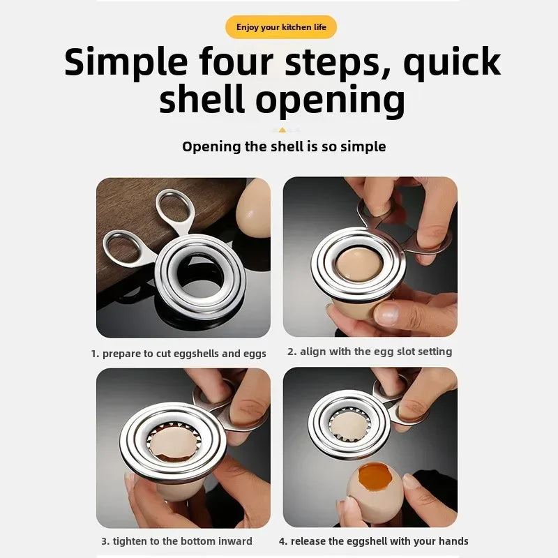 Egg Shell Cutter Stainless Steel Opener Kitchen Tool For Cooked Eggs Mini Scissors Gadget Safe And Efficient Eggshell Remover Peaceful Pleasures Health and Wellness