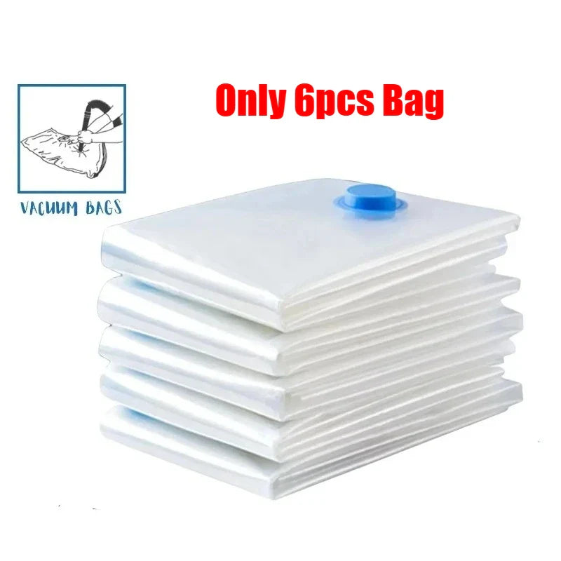 6-Pack Vacuum Storage Bags with Pump – Clothes & Travel