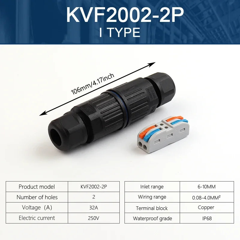 IP68 Waterproof Cable Connector – 2/3 Pin Quick Wire Terminal
