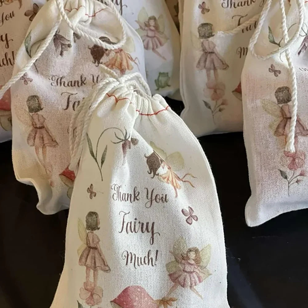 5-Pack Personalized Fairy Drawstring Gift Bags | Party Favors