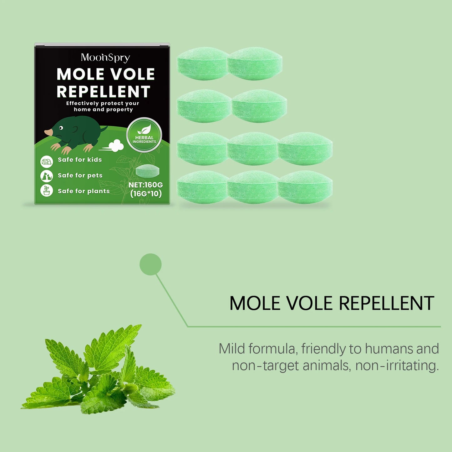 MoonSpry 10-Pack Mole Repellent Pills – Odorless Outdoor Pest Control