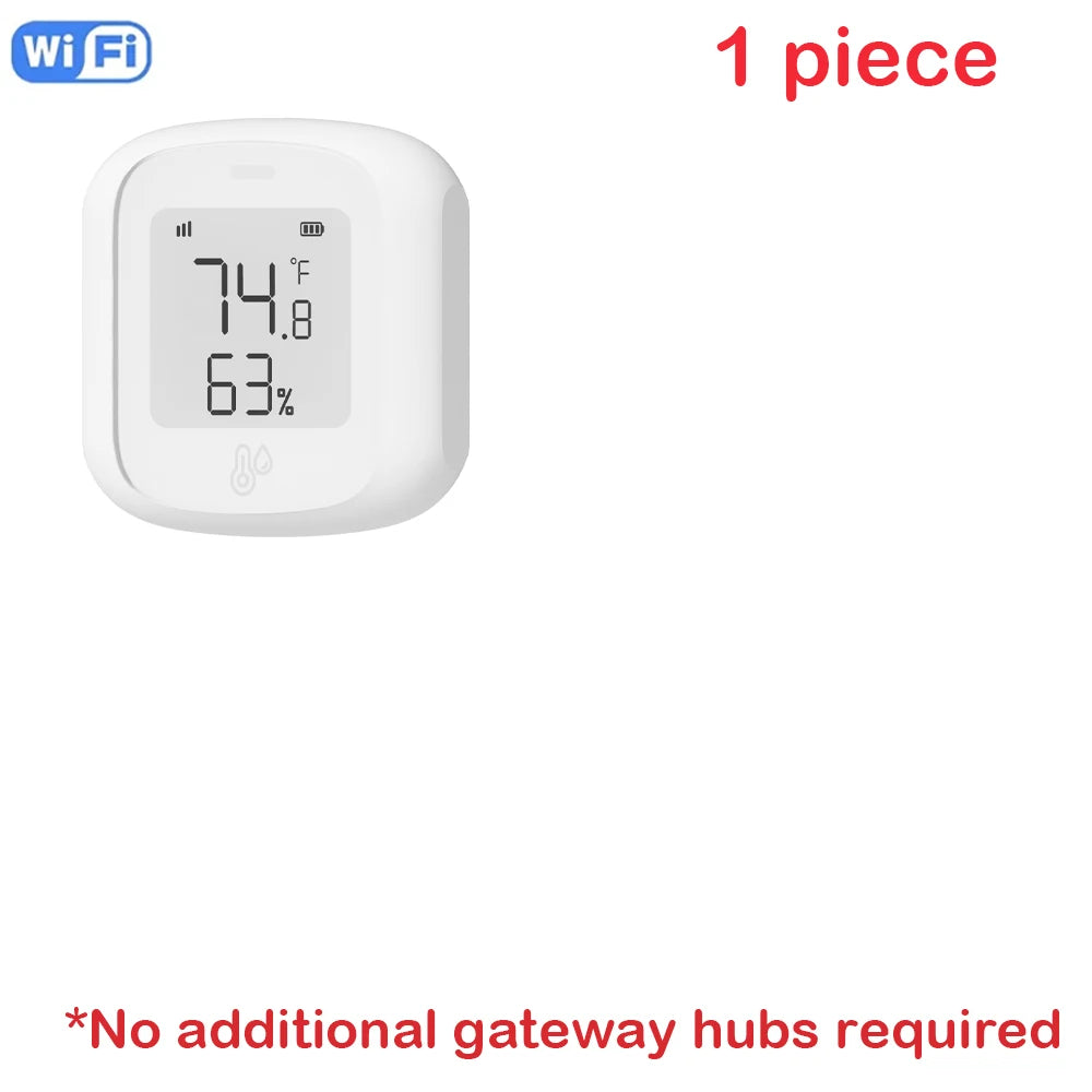 Tuya ZigBee / WIFI Temperature And Humidity Sensor LED Screen Smart Home Linkage Thermo-hygrome Google Home Alexa Voice Control Peaceful Pleasures Health and Wellness WiFi 1 piece