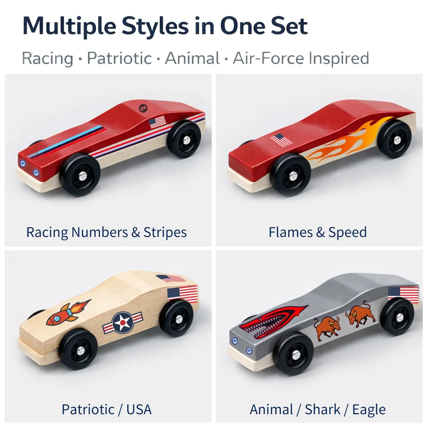 6-Pack Retro Racing Number Stickers | Pinewood Derby Decals