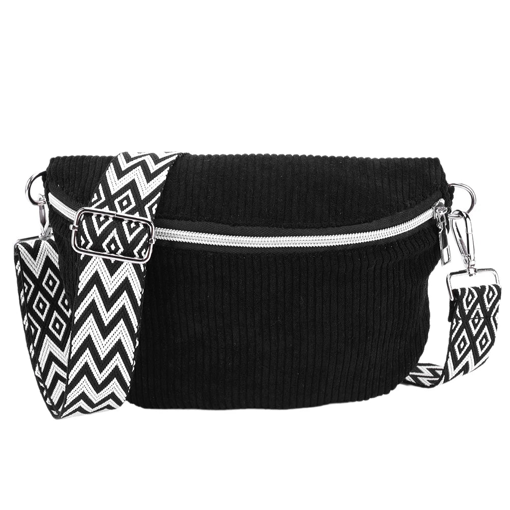 Corduroy Crossbody Bag – Adjustable Fanny Pack for Travel