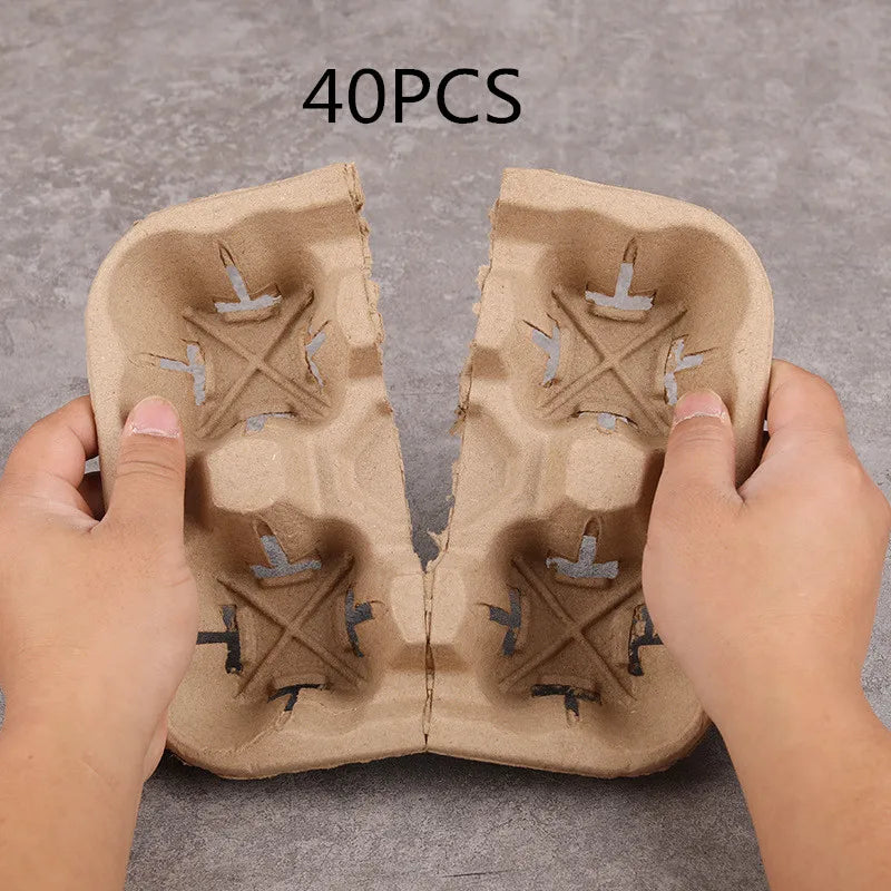 80 or 40PCS for one Pack Coffee Cup Holder Made of Pulp Paper for Takeaway Drinks Package for Coffee Shop Wholesale Drops Ship Peaceful Pleasures Health and Wellness 40PCS for 4 Cups