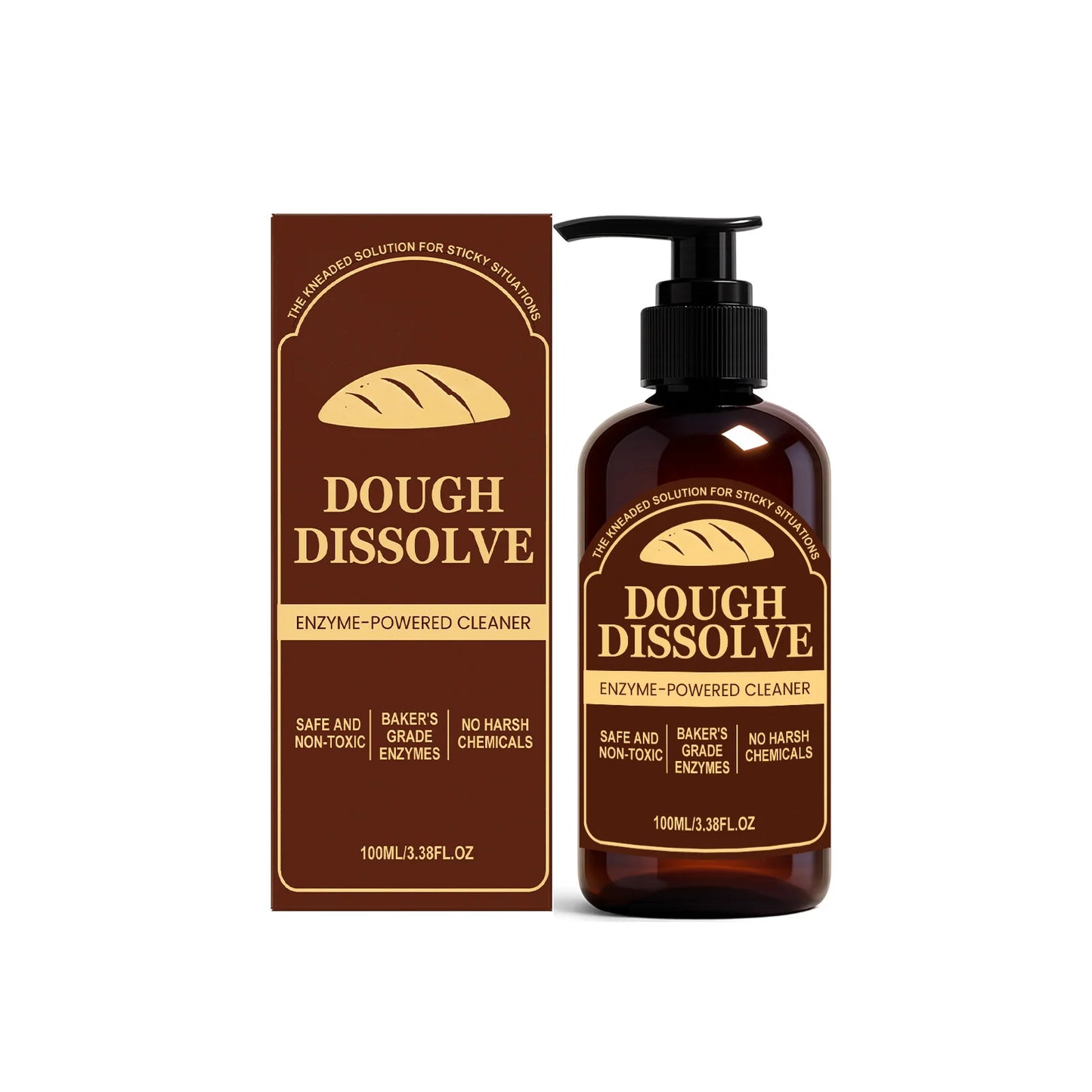 Dough Disslove Cleaner for Baking Pans and Utensils Dissolves Stubborn Flour Residue Fast Easy Wash off Enzyme Kitchen Cleaner Peaceful Pleasures Health and Wellness 100ml boxed