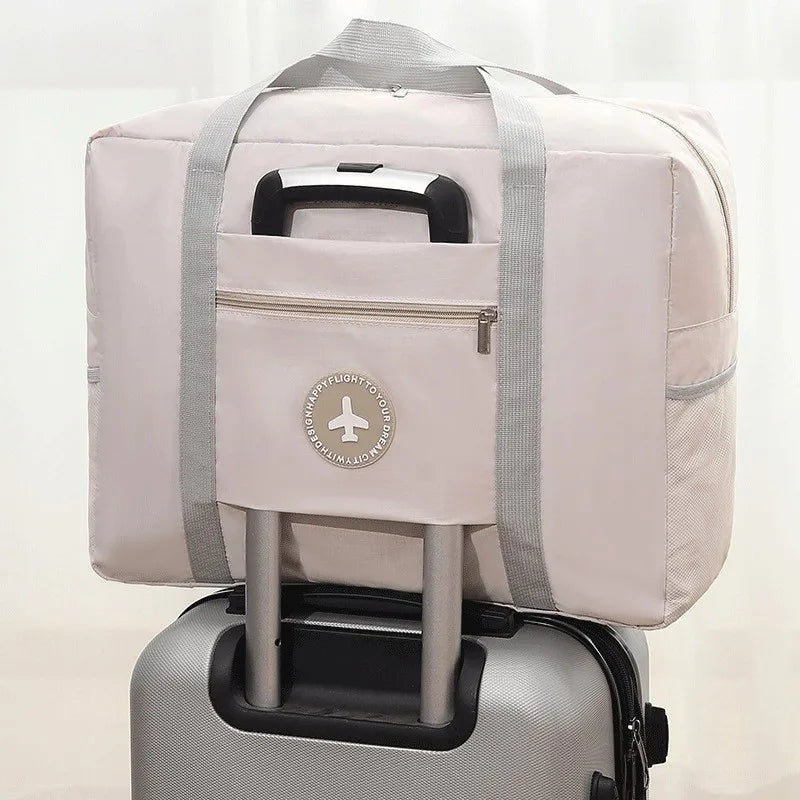 Large Capacity Foldable Airplane Bag Portable Travel Bag Lever Lift Sports & Fitness Organizer Storage Bag for Travel Peaceful Pleasures Health and Wellness Ivory