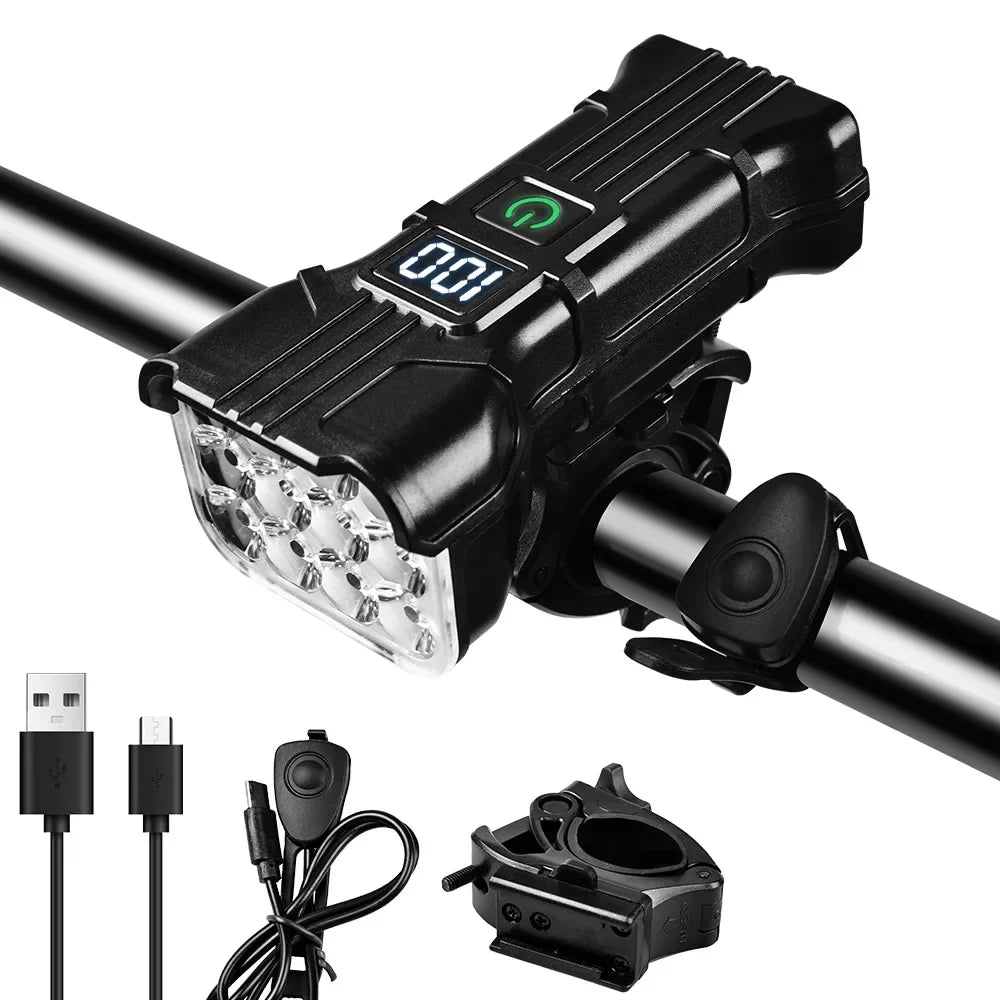 Bike Light & 140dB Horn – 12 LED 400 Lumen USB-C Rechargeable