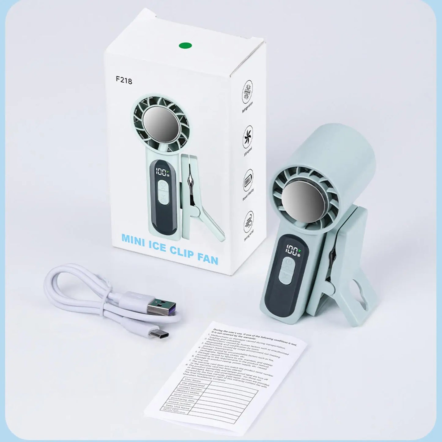 Portable Clip-On Fan with LED Display | 100-Speed Personal Fan