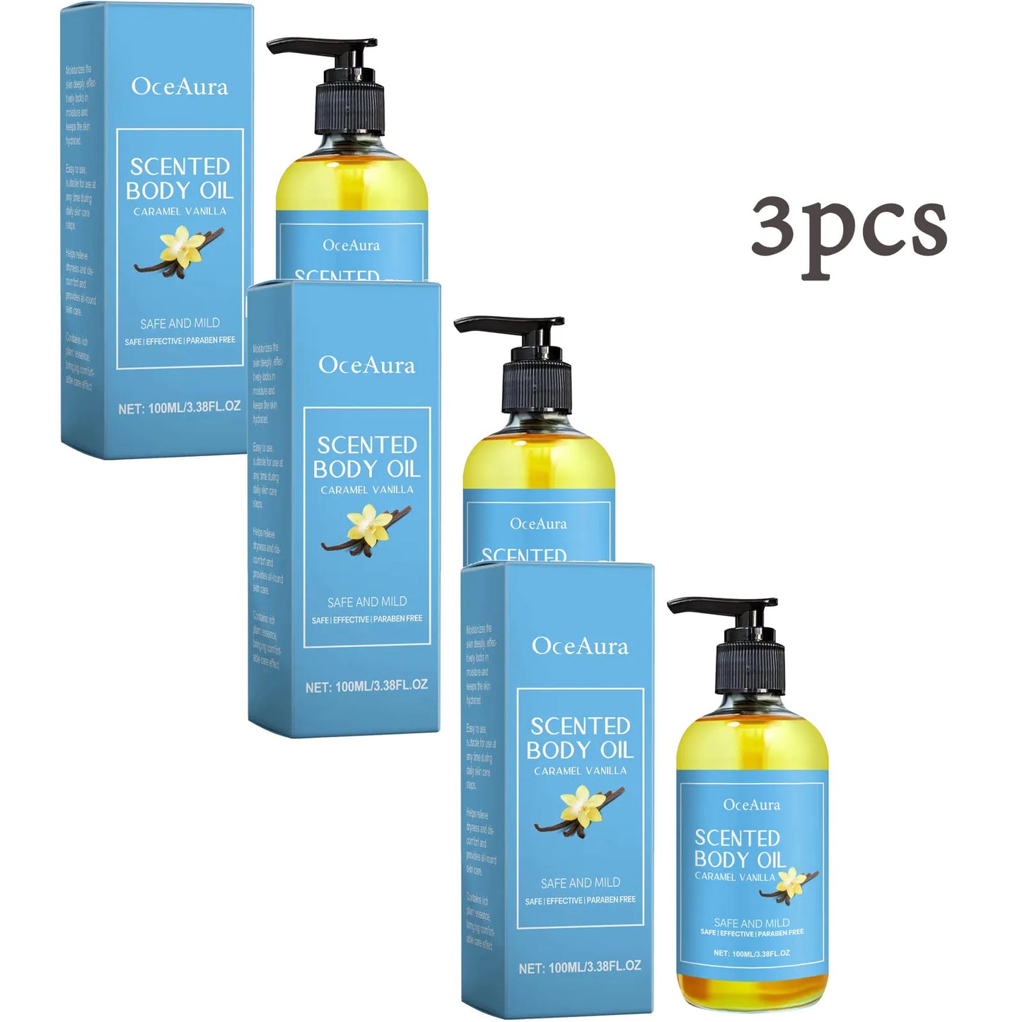 OceAura Vanilla Body Massage Oil – Moisturizing Nourishing Spa Oil