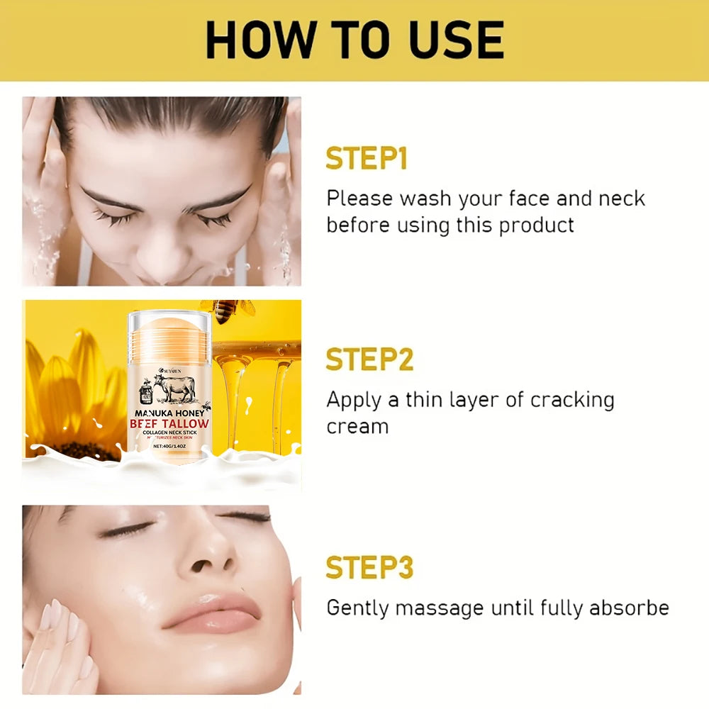 SUYARUN Honey Tallow Neck Care Cream Stick Care Deep moisturizes and nourishes your dry rough skin with neck care cream. Peaceful Pleasures Health and Wellness