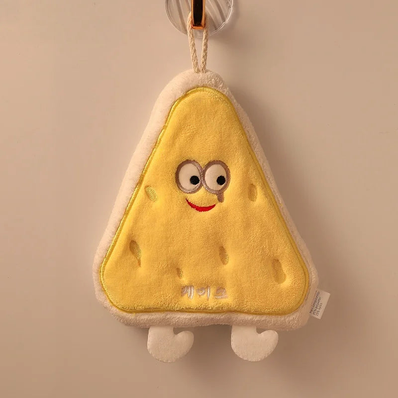 Cute Cartoon Hand Towel with Hanging Loop | Quick-Dry Kitchen & Bath