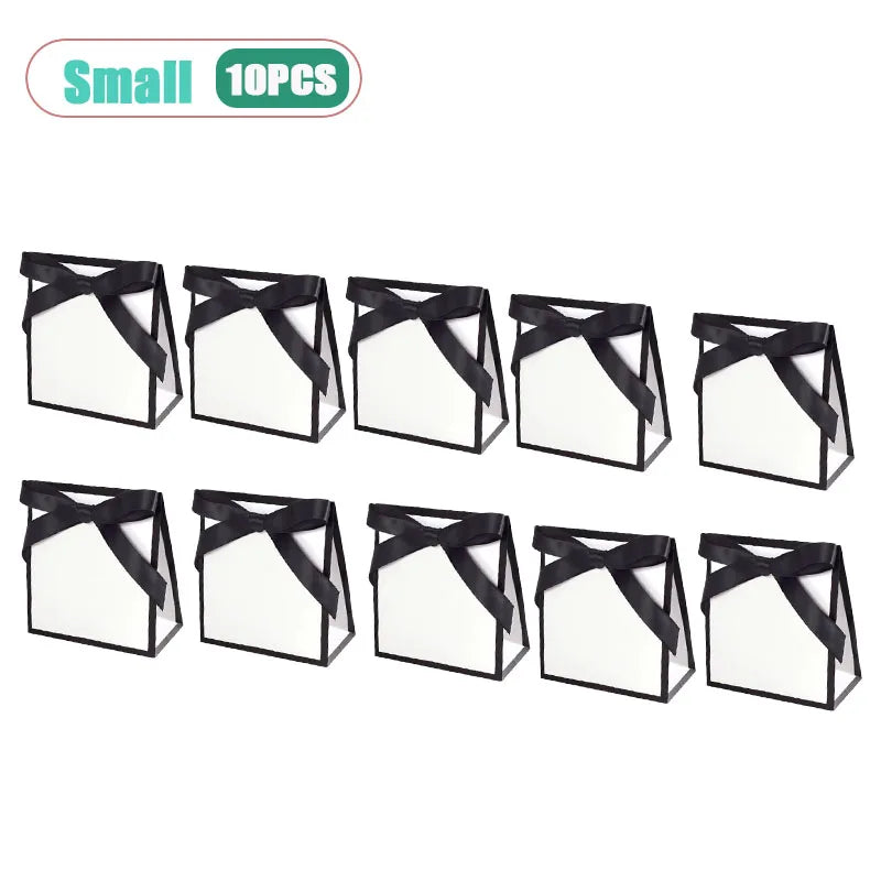 Black & White Bow Gift Bags | Party & Wedding Favors 10-20pcs