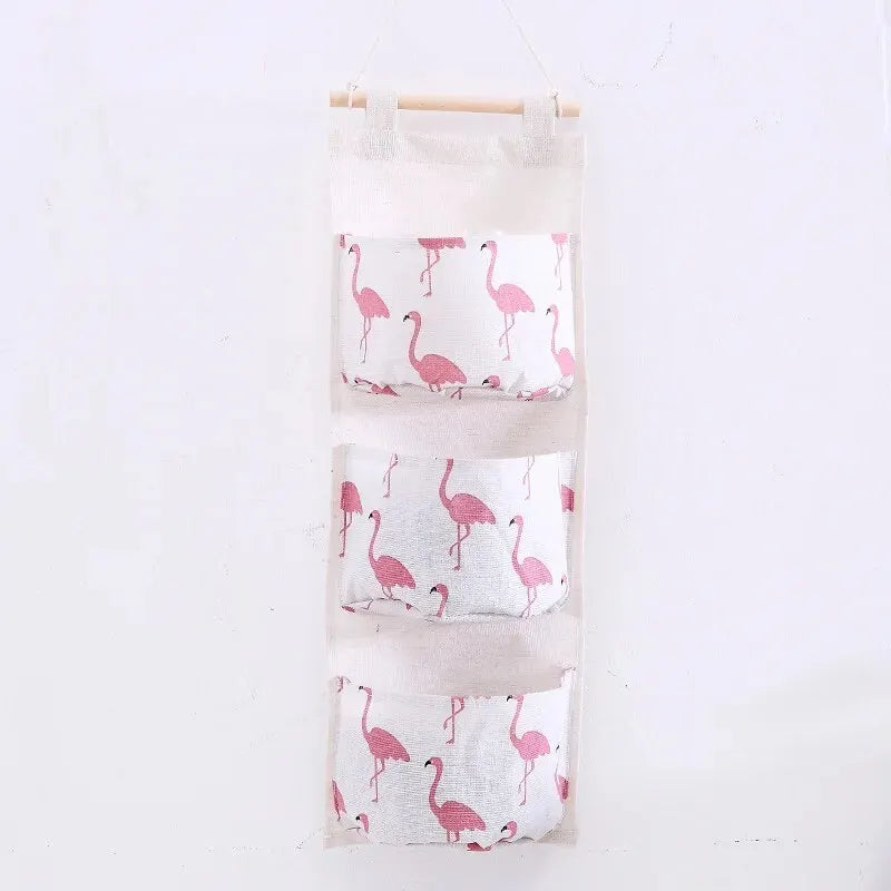 Cotton Linen Wall Hanging Storage Bag – 3-Pocket Organizer