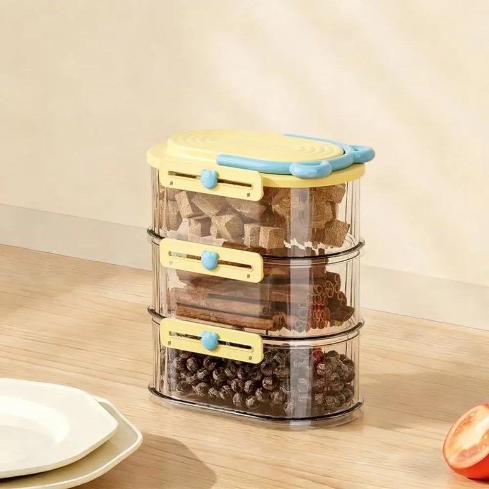 Stackable Spice Storage Box | Moisture-Proof Snap-On Lid
