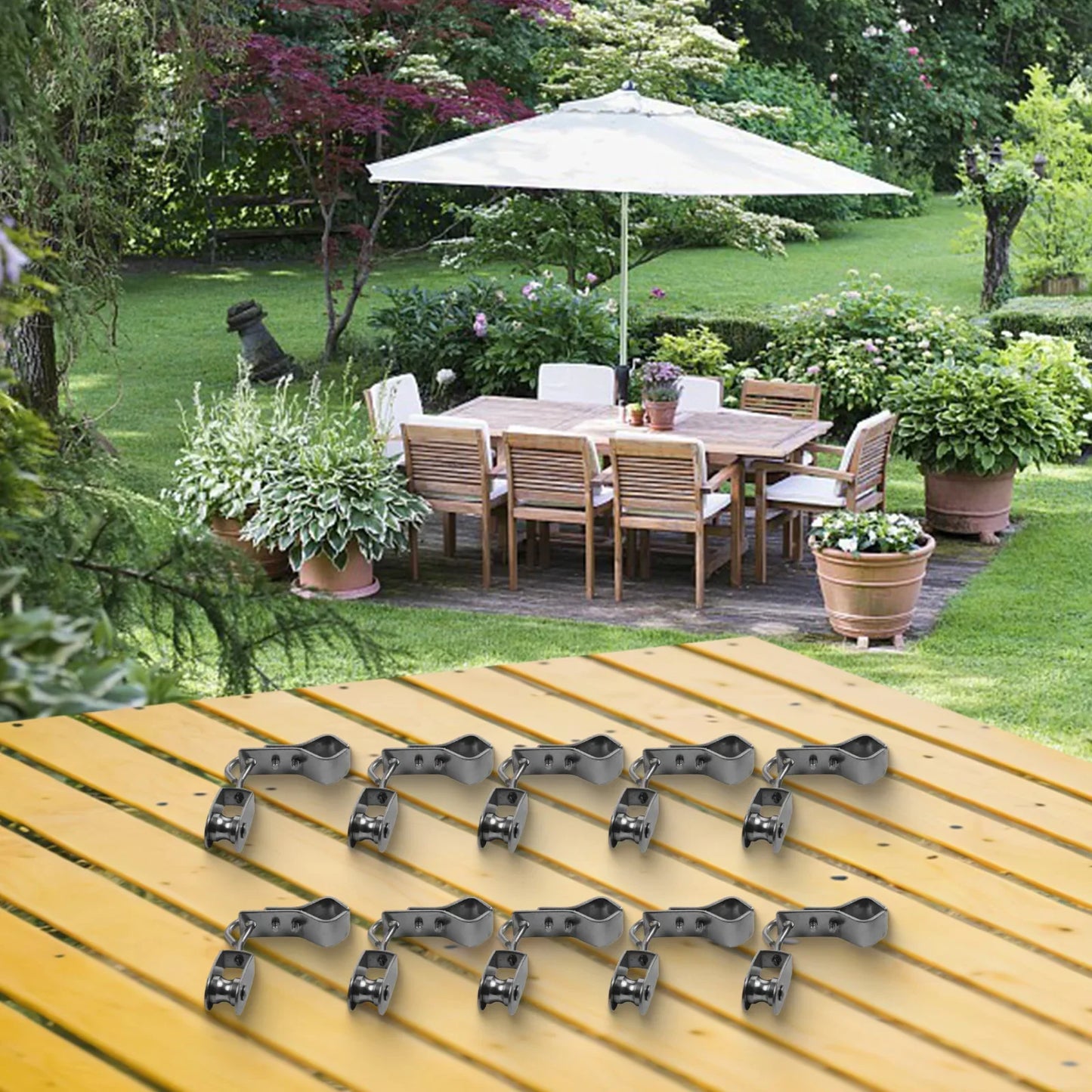 10-Pack Stainless Steel Pulley Pipe Clamps for Shade Sails