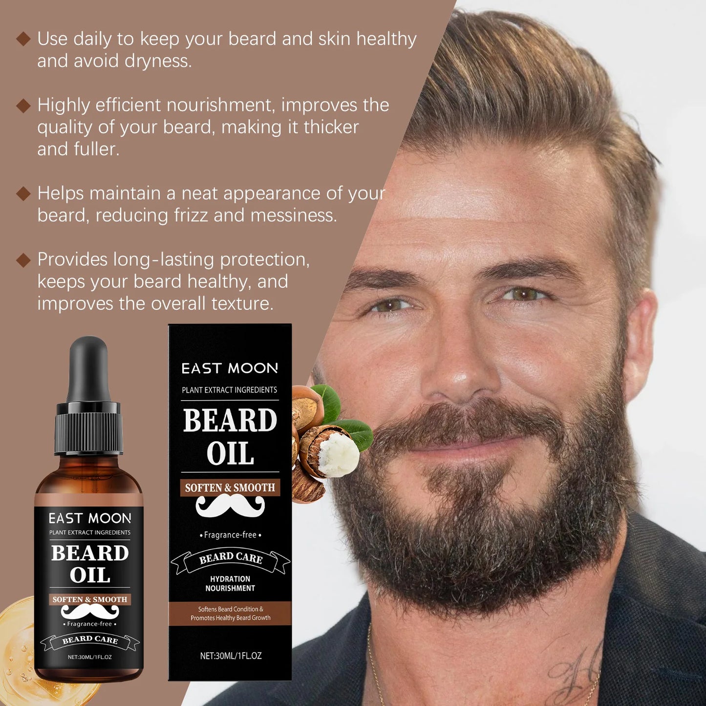 East Moon Beard Care Oil – Deep Moisture & Growth, 30ml