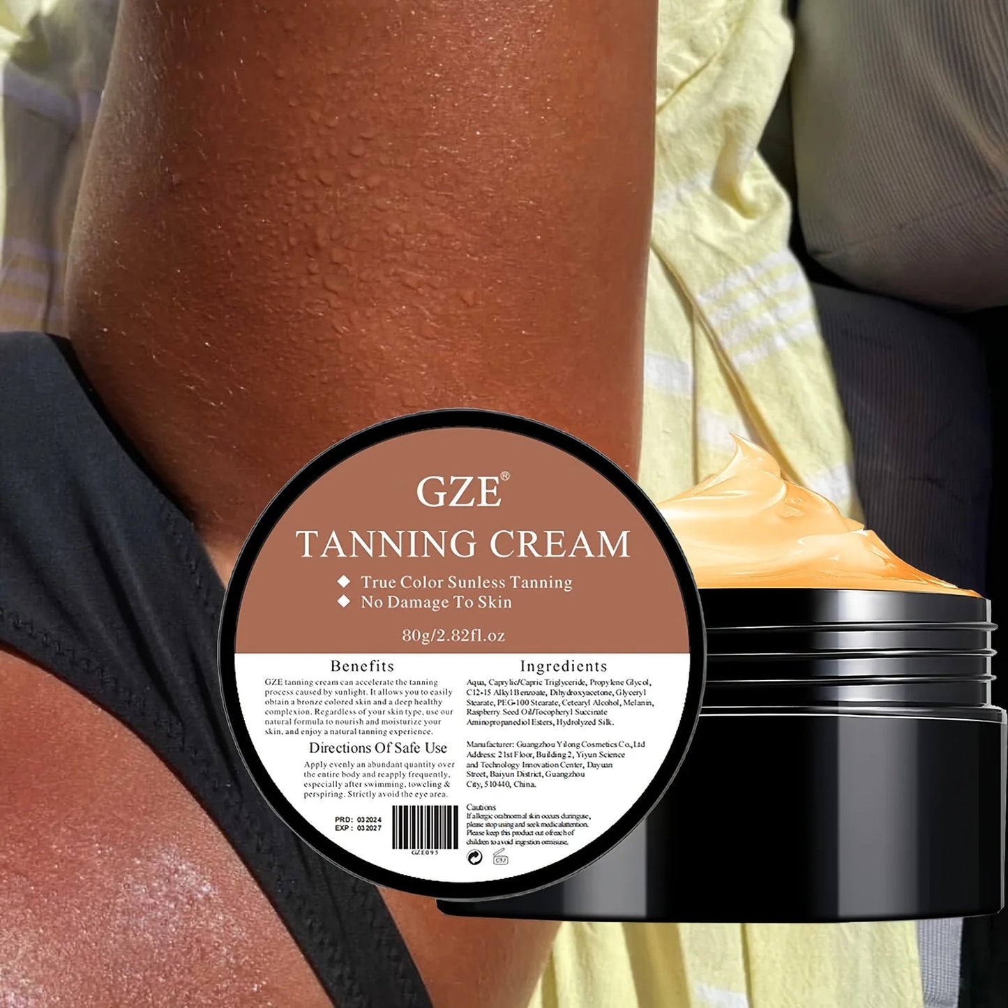 GZE Sunless Self Tanning Cream – Natural Glow Bronzer 80g Self Tanning Cream Peaceful Pleasures Health and Wellness
